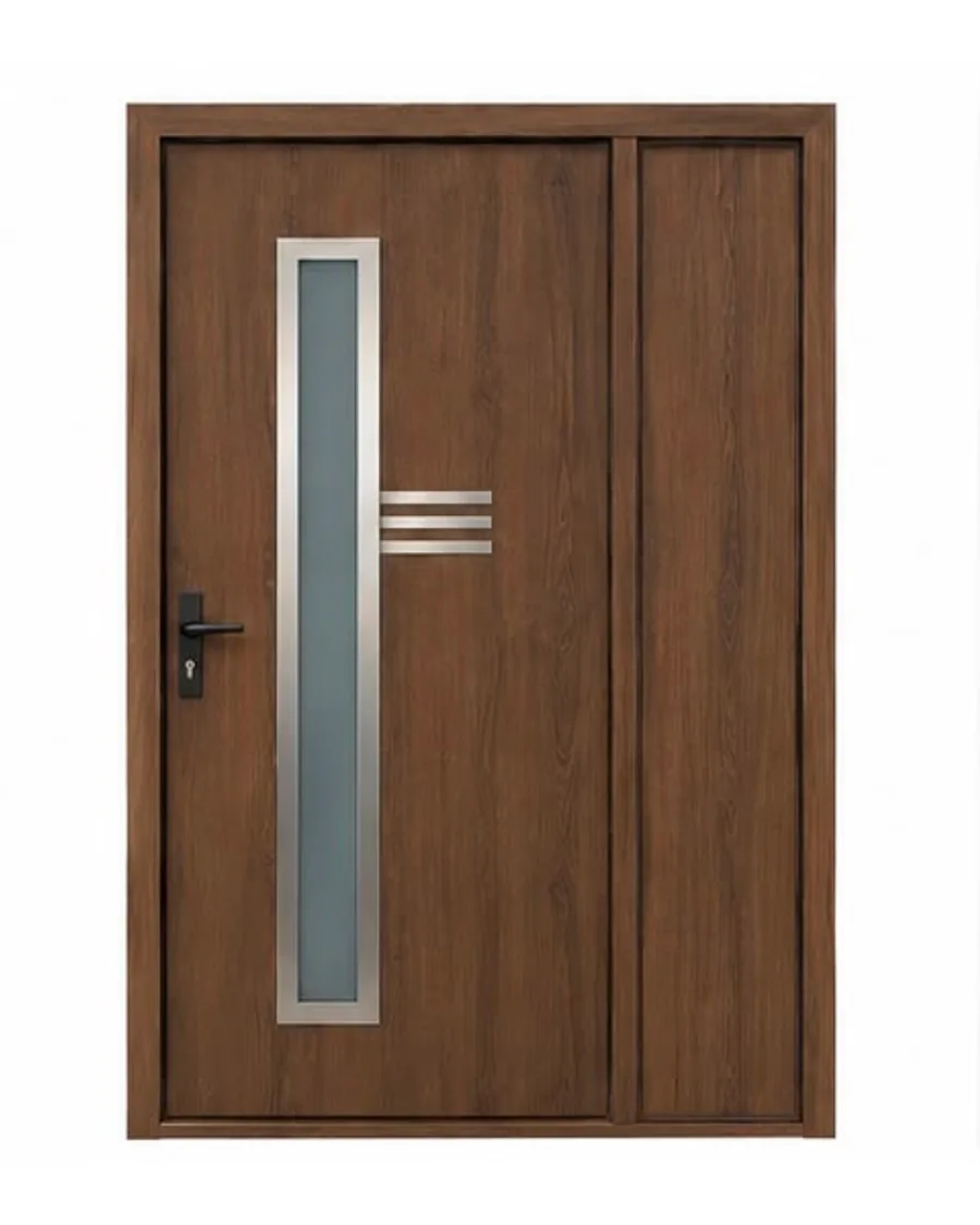 Wood Steel-Inlay Door with Sidelight